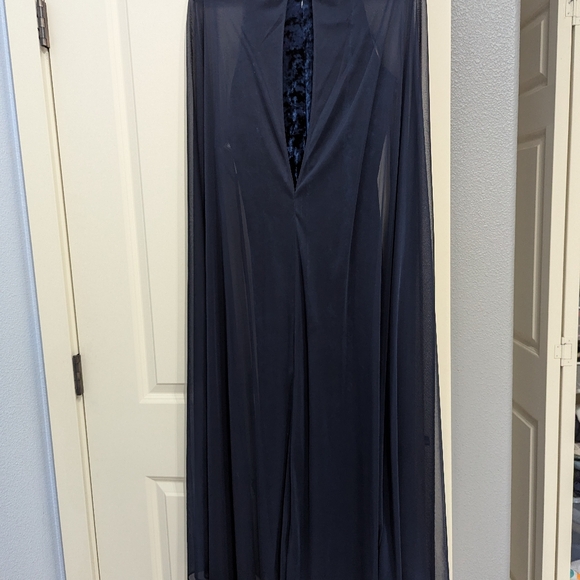 Velvety Blue Formal Winter Dress - Picture 8 of 12